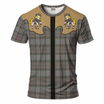 Outlander Fraser Tartan T-Shirt Rodeo Unicorn Retro Style