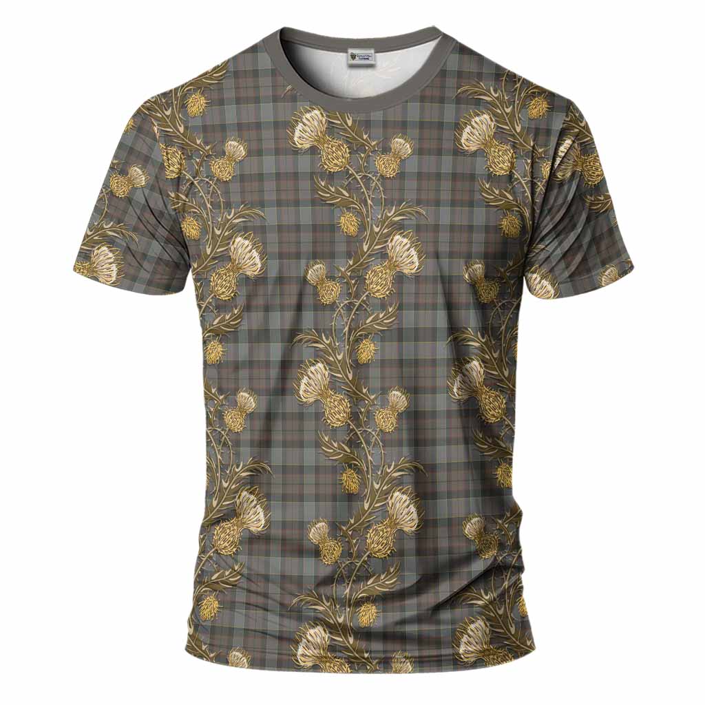 Outlander Fraser Tartan T-Shirt Seamless Scottish Thistle Flowers