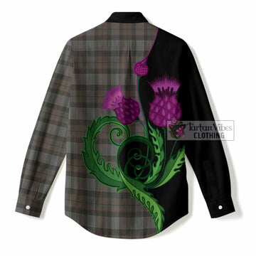 Outlander Fraser Tartan Women Casual Shirt Traditional Scottish Thistle