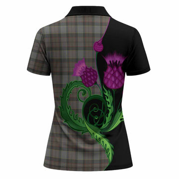 Outlander Fraser Tartan Women Polo Shirt Traditional Scottish Thistle