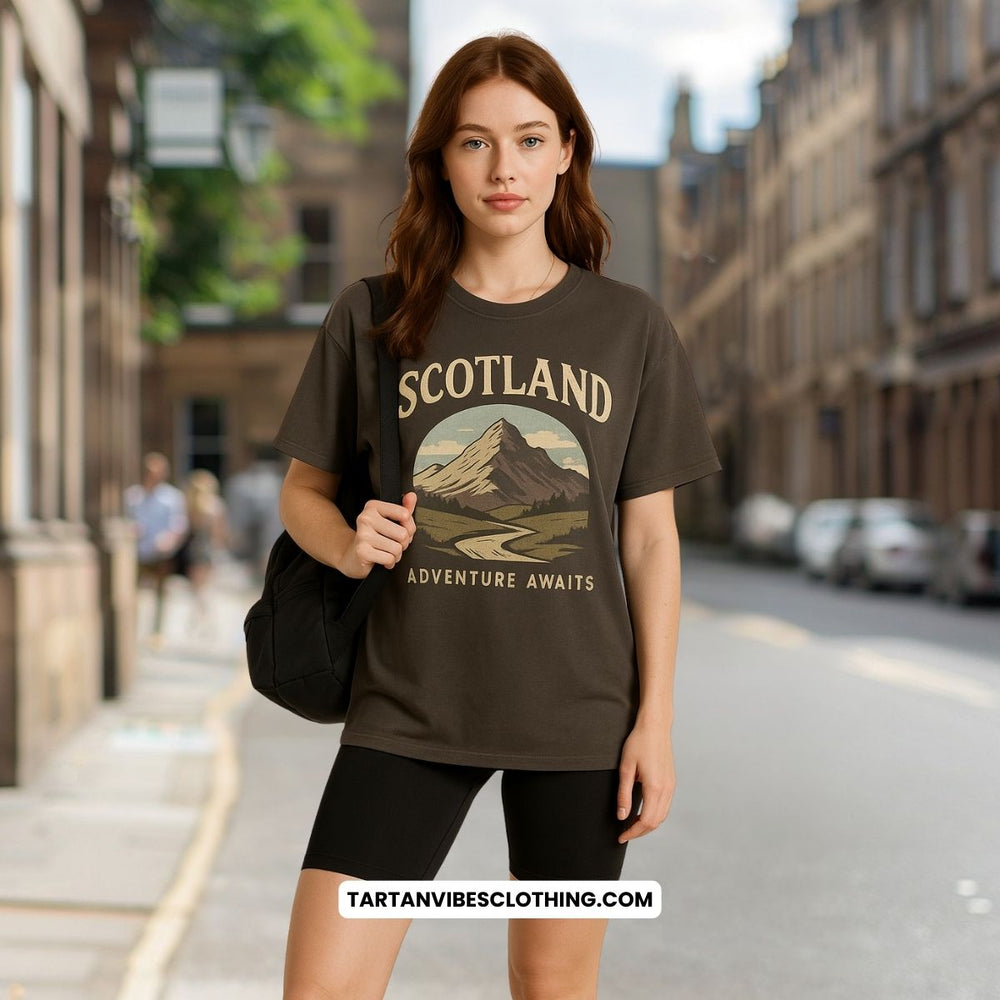 Oversized graphic tee with biker shorts and sandals