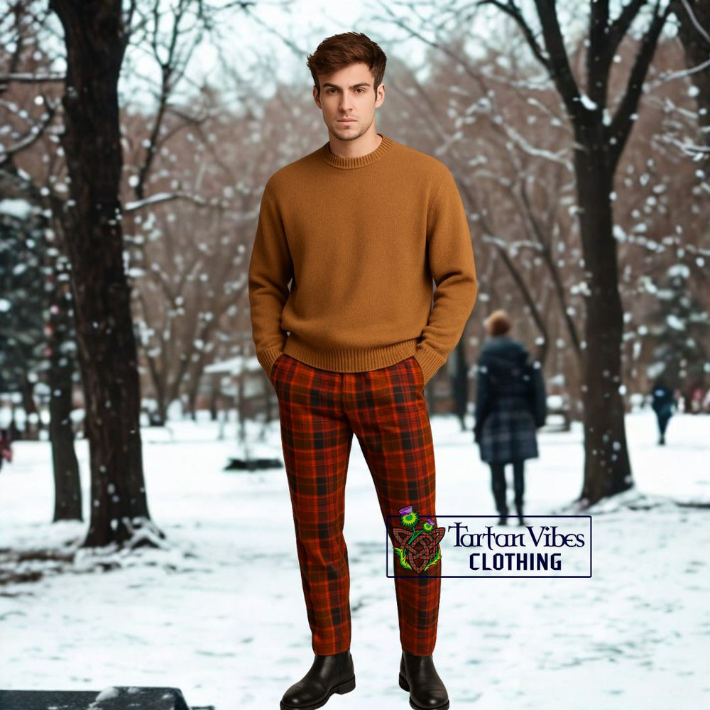 Oversized Sweater with Rust Tartan Pants 