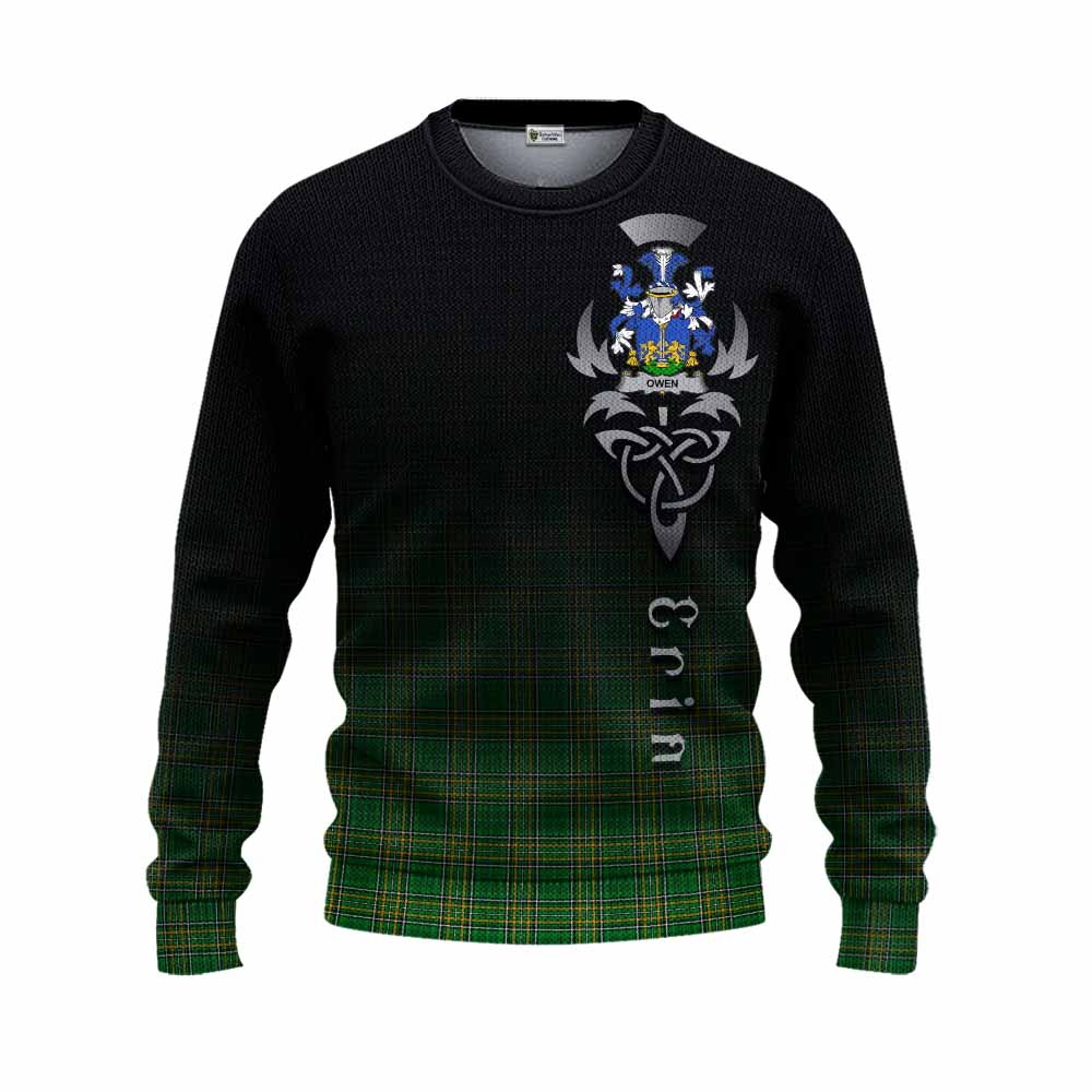 Owen Irish Clan Knitted Sweater with Coat of Arms Erin Go Bragh Celtic Inspired Unisex - Tartan Vibes Clothing