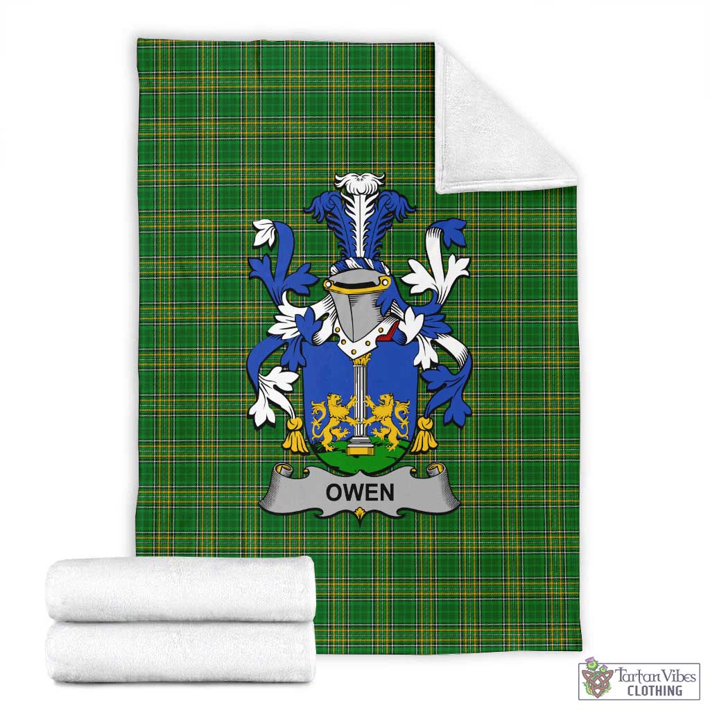 Owen Irish Clan Tartan Blanket with Coat of Arms X-Large 59 x 79 inches 150 x 200 cm - Tartan Vibes Clothing