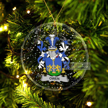 Owen Irish Clan Christmas Glass Ornament with Coat of Arms