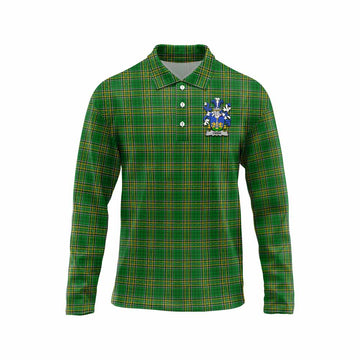 Owen Irish Clan Tartan Long Sleeve Polo Shirt with Coat of Arms
