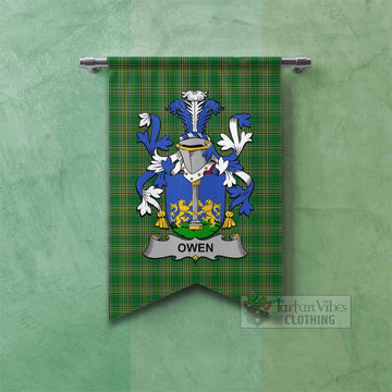 Owen Irish Clan Tartan Gonfalon, Tartan Banner with Coat of Arms