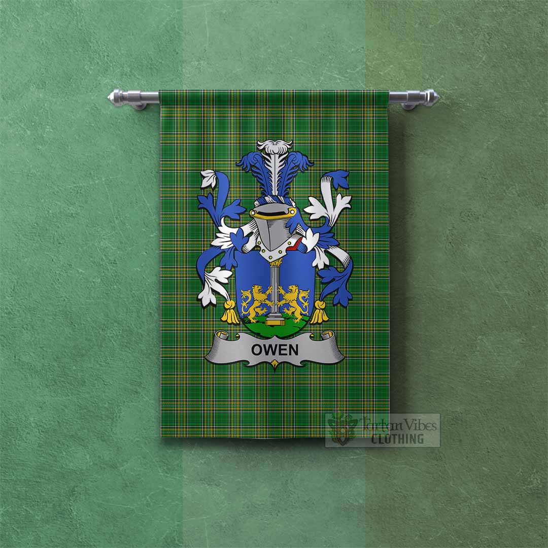 Tartan Vibes Clothing Owen Irish Clan Tartan Gonfalon, Tartan Banner with Coat of Arms
