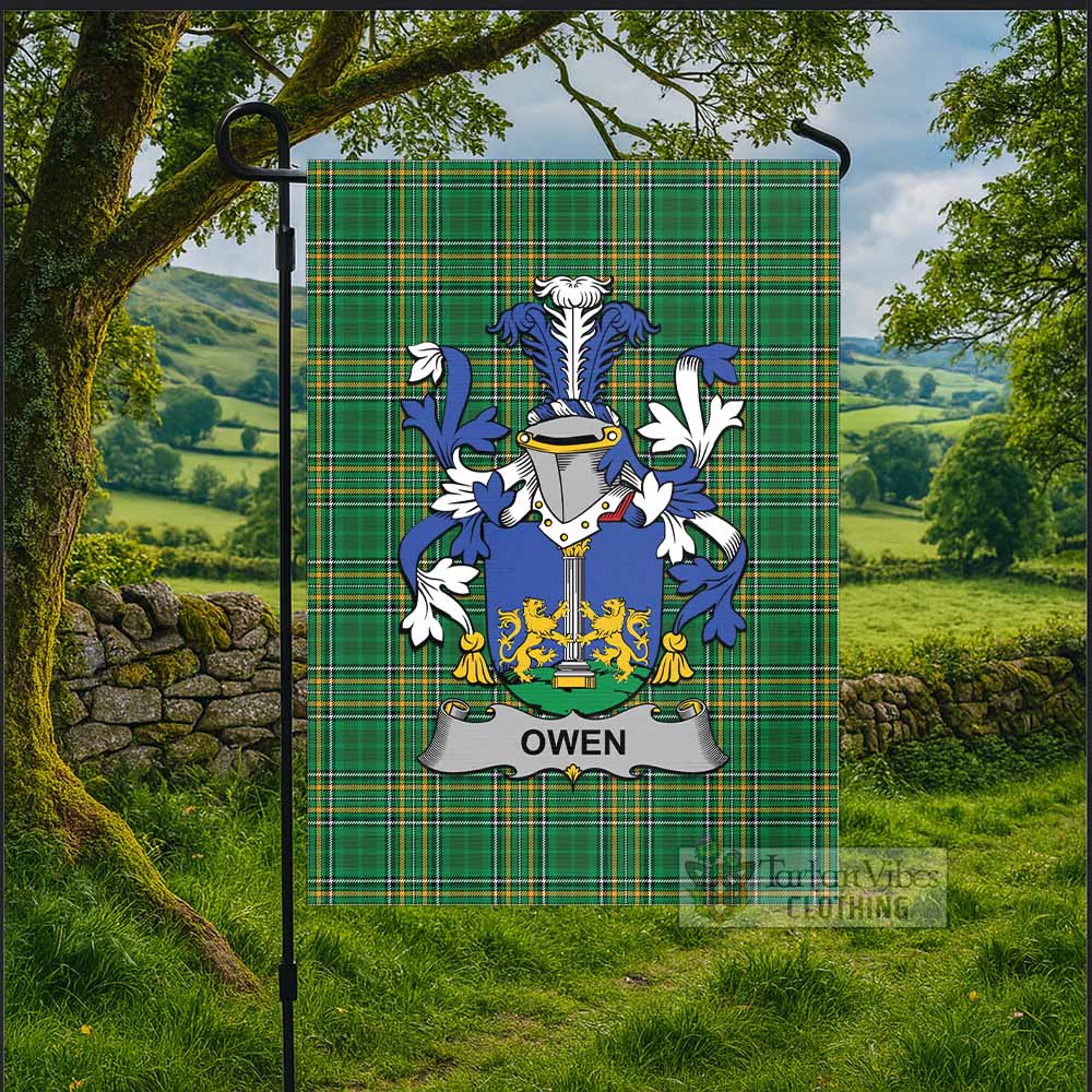Owen Irish Clan Tartan Flag with Coat of Arms