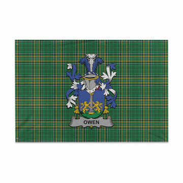 Owen Irish Clan Tartan House Flag with Coat of Arms