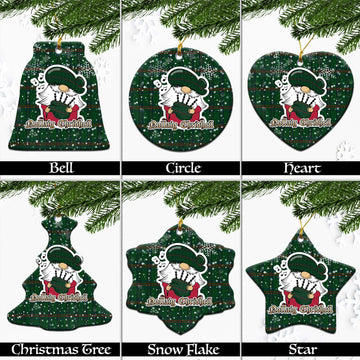 Owen of Wales Tartan Christmas Ornaments with Scottish Gnome Playing Bagpipes