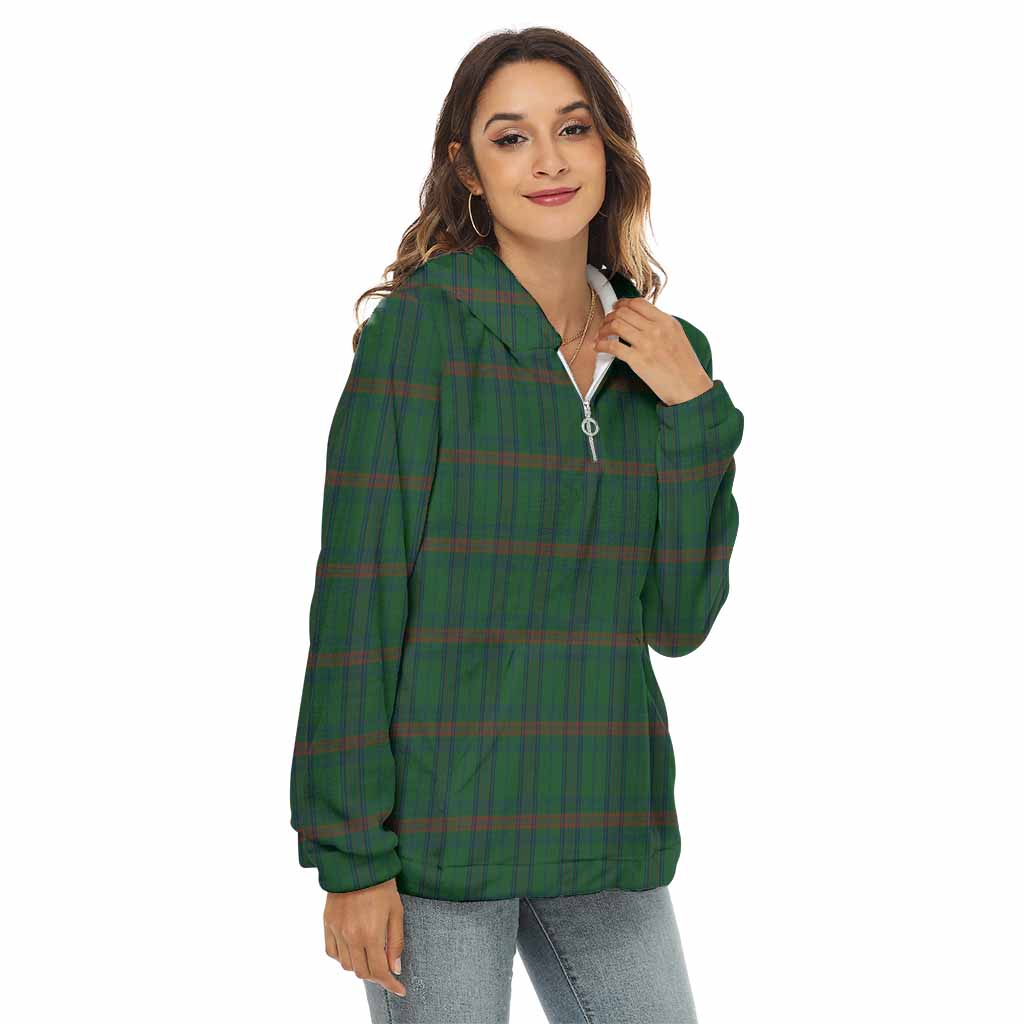 Tartan Vibes Clothing Owen of Wales Tartan Women's Borg  Half Zip Fleece Hoodie