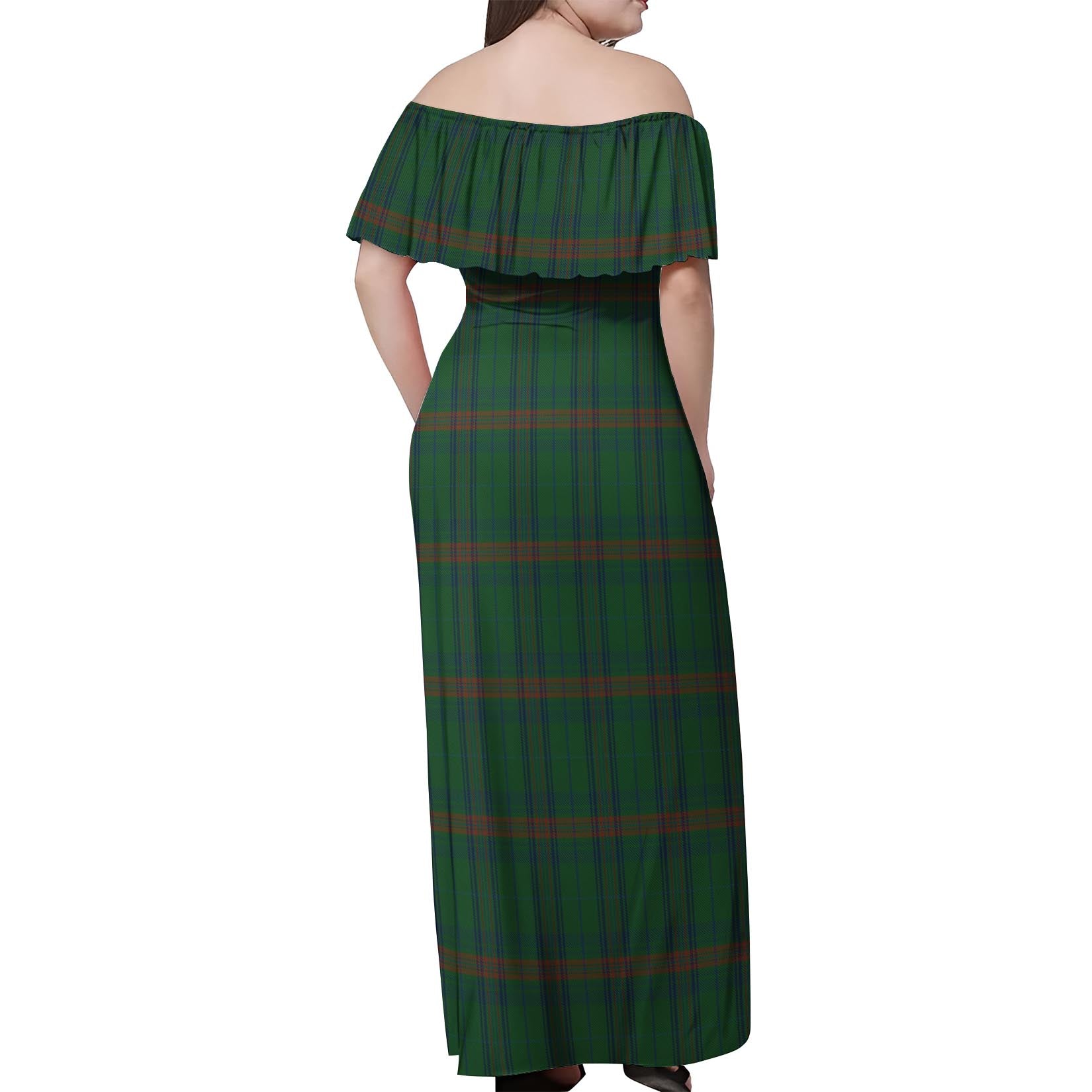 Owen of Wales Tartan Off Shoulder Long Dress - Tartanvibesclothing