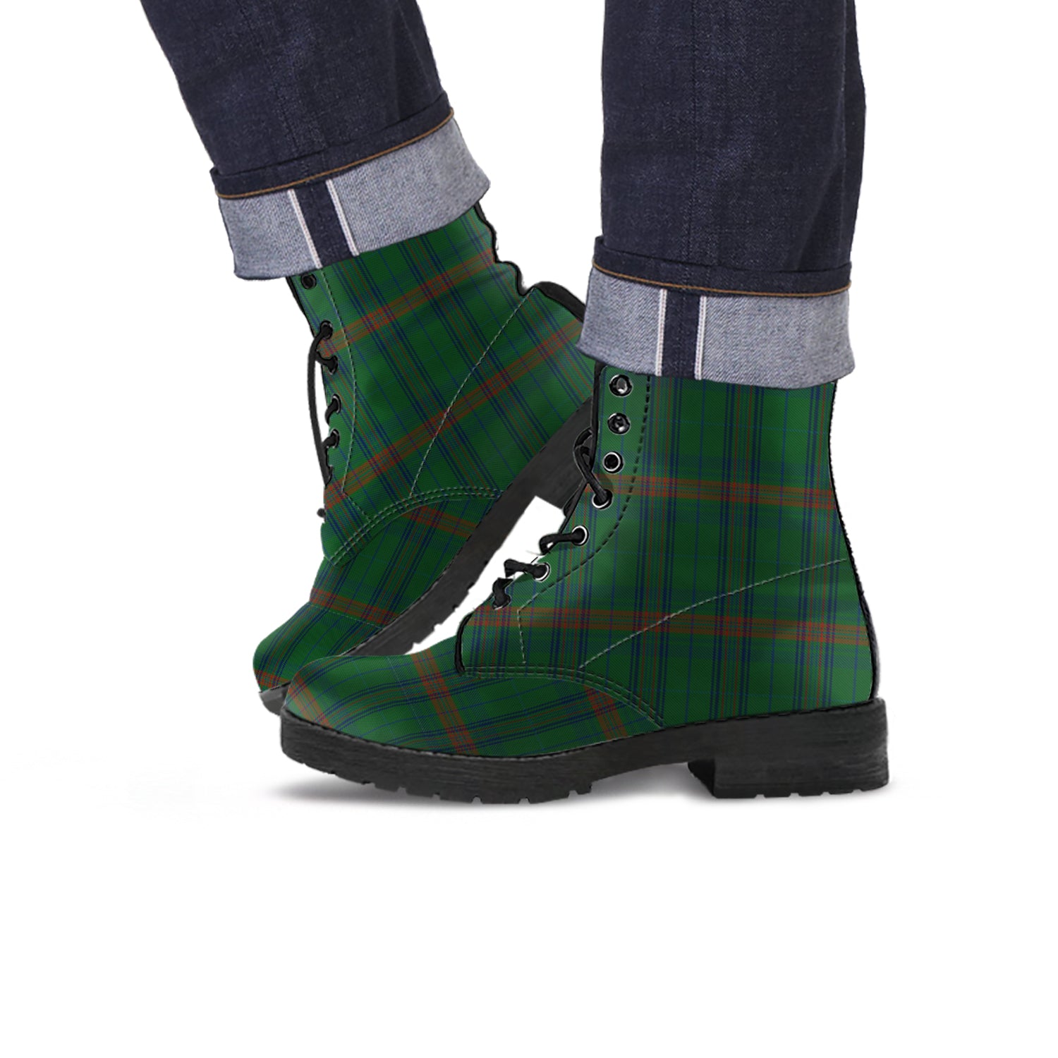 Owen of Wales Tartan Leather Boots - Tartan Vibes Clothing