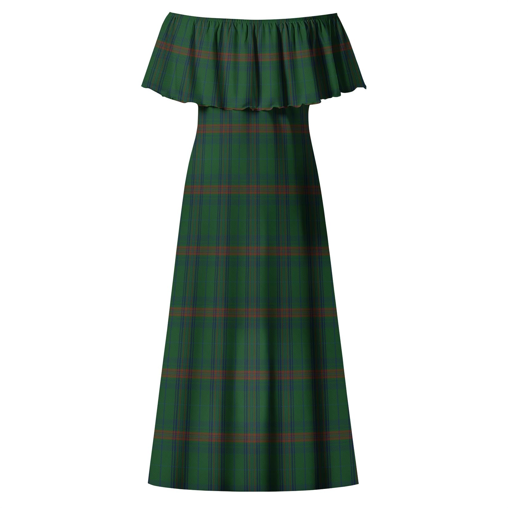 Owen of Wales Tartan Off Shoulder Long Dress - Tartanvibesclothing