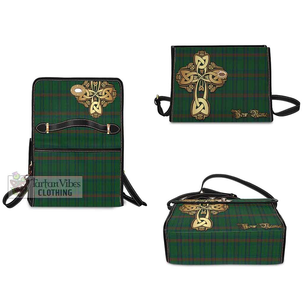 Tartan Vibes Clothing Owen of Wales Tartan Waterproof Canvas Bag Golden Thistle Celtic Cross Style