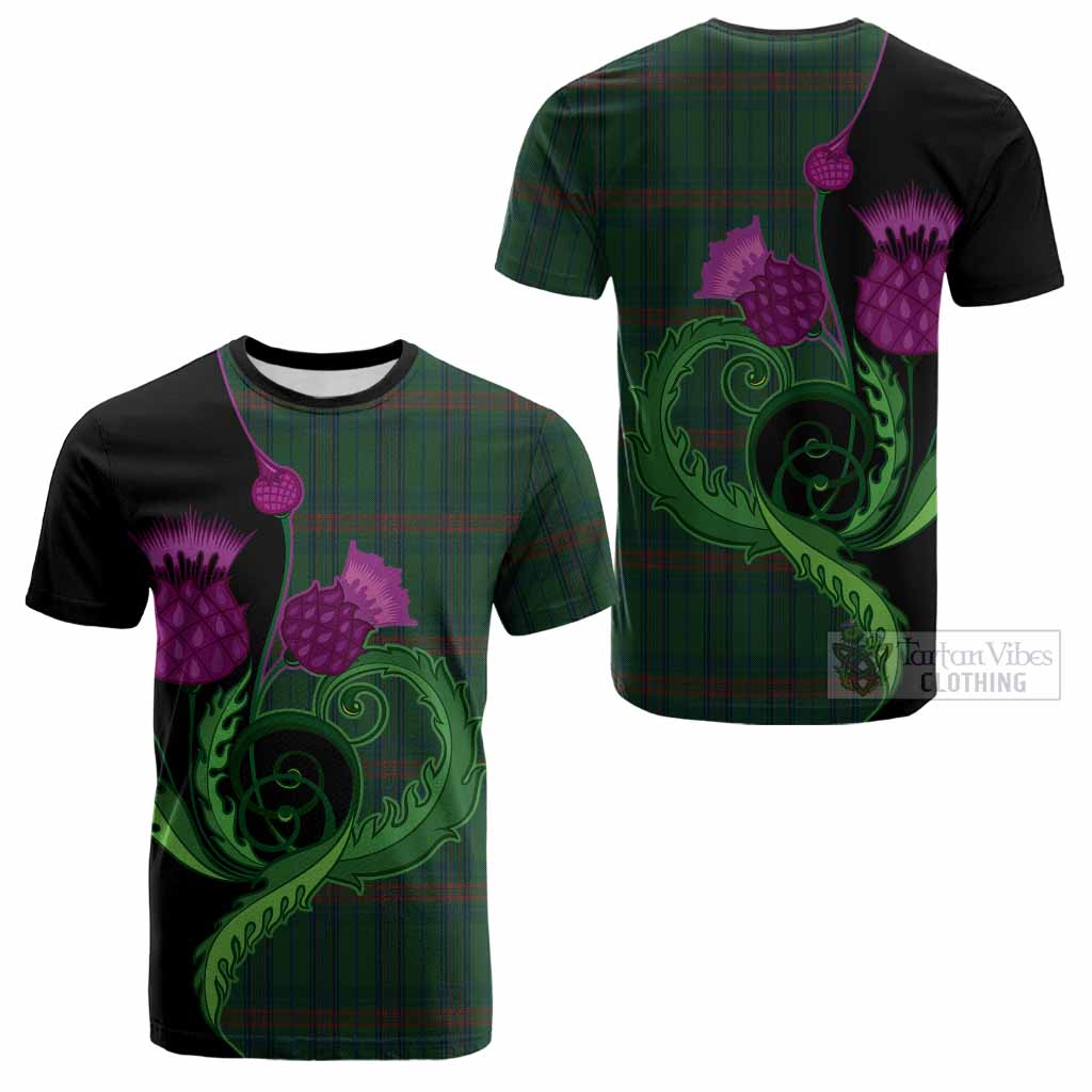 Owen of Wales Tartan Cotton T-shirt Traditional Scottish Thistle