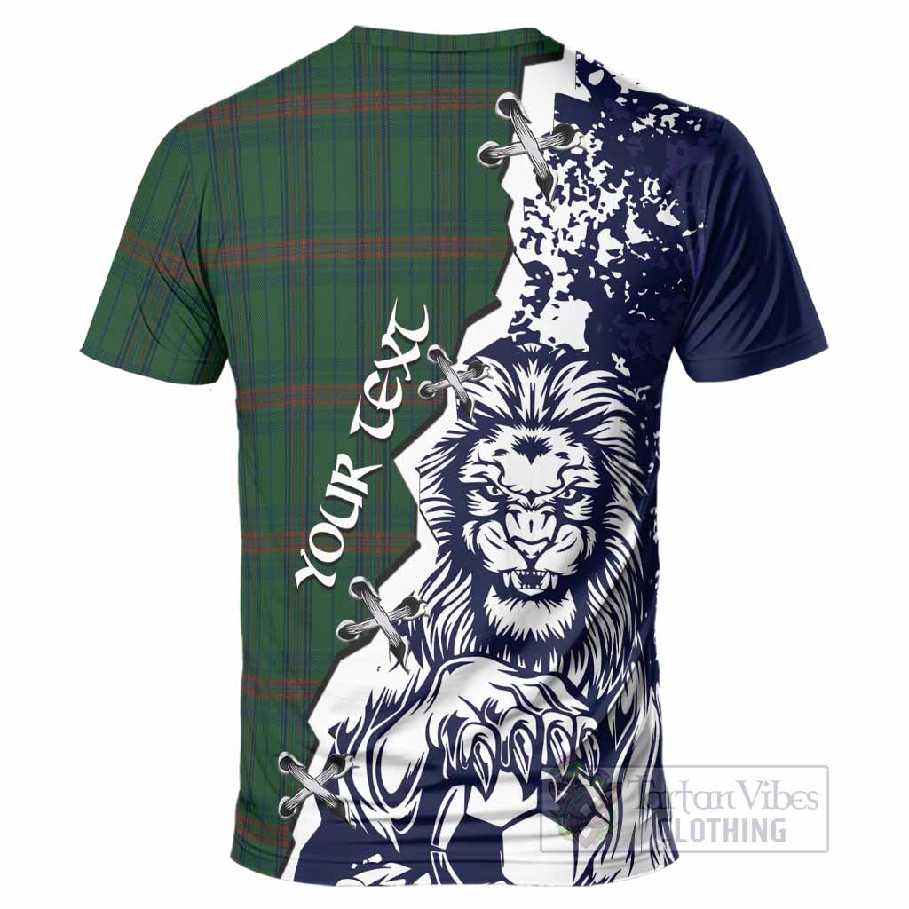 Owen of Wales Tartan Scottish T-Shirt Angry Lion With Soccer Ball Style