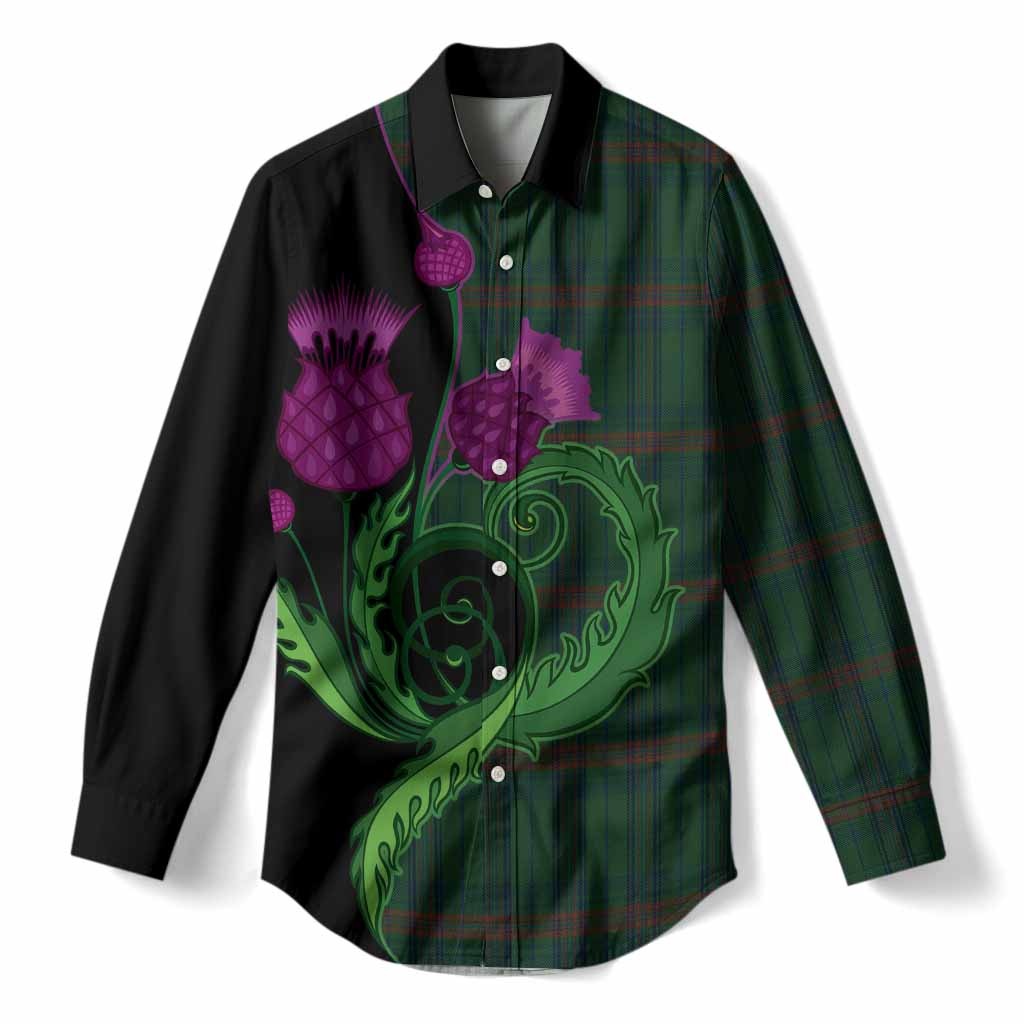 Owen of Wales Tartan Women Casual Shirt Traditional Scottish Thistle