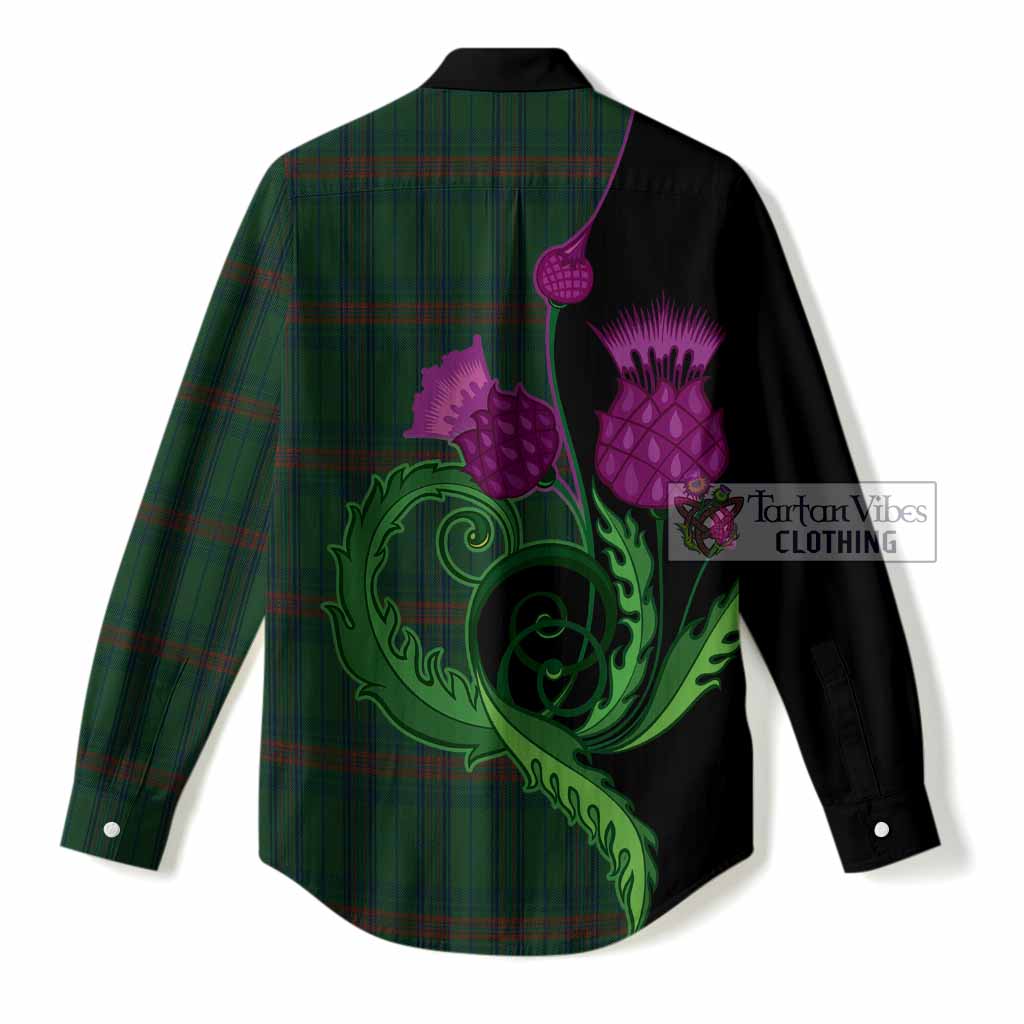 Owen of Wales Tartan Women Casual Shirt Traditional Scottish Thistle
