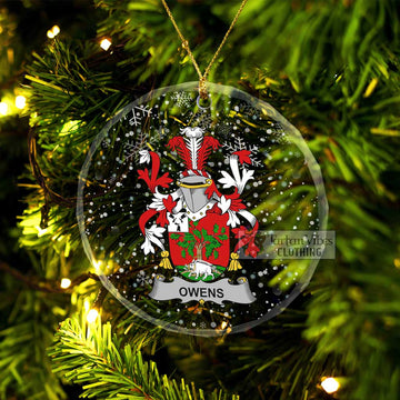 Owens Irish Clan Christmas Glass Ornament with Coat of Arms