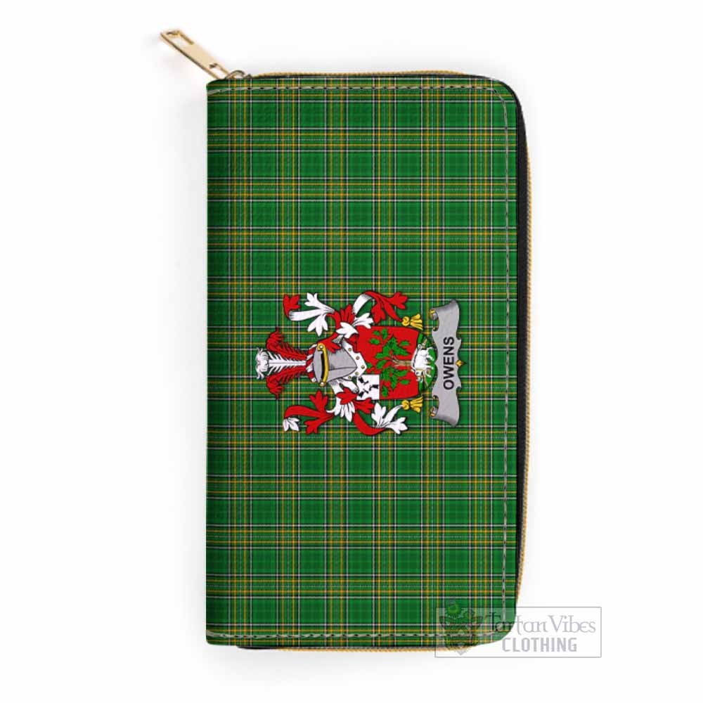 Tartan Vibes Clothing Owens Irish Clan Tartan Women's Leather Wallet with Coat of Arms