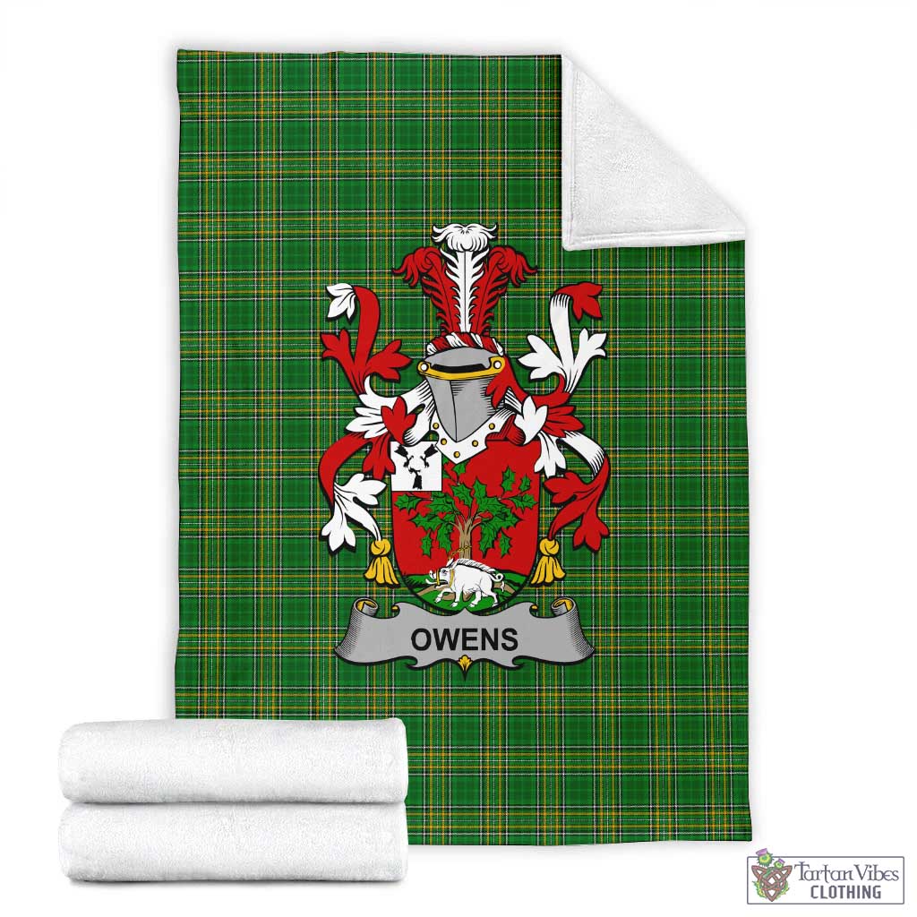 Owens Irish Clan Tartan Blanket with Coat of Arms X-Large 59 x 79 inches 150 x 200 cm - Tartan Vibes Clothing