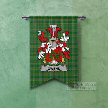 Owens Irish Clan Tartan Gonfalon, Tartan Banner with Coat of Arms
