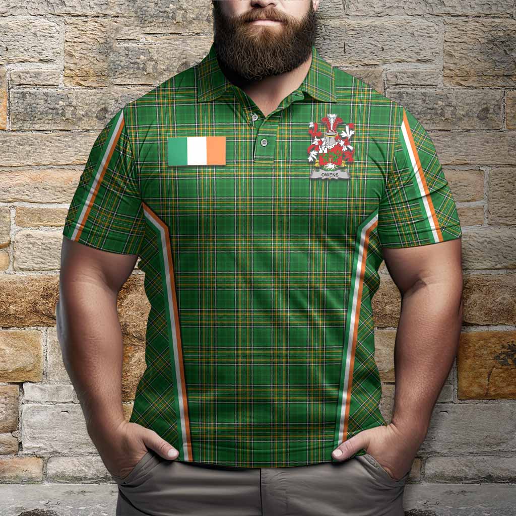 Owens Irish Clan Coat of Arm Tartan Polo Shirt Flag Style