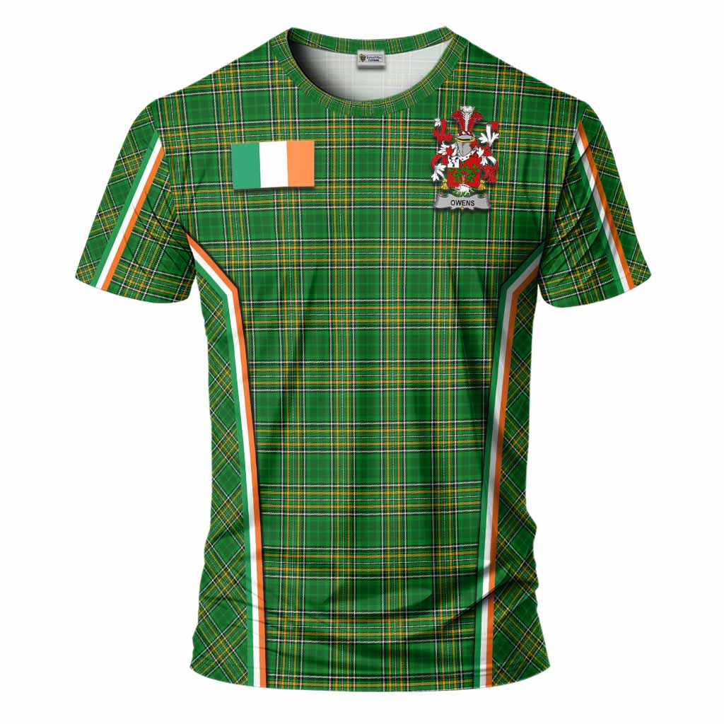 Owens Irish Clan Coat of Arm Tartan T-Shirt Flag Style