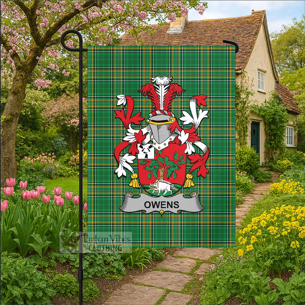 Owens Irish Clan Tartan Flag with Coat of Arms
