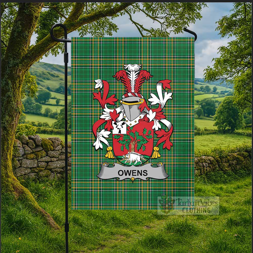 Owens Irish Clan Tartan Flag with Coat of Arms