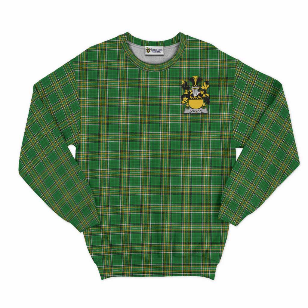 Tartan Vibes Clothing Owgan Irish Clan Tartan Sweatshirt with Coat of Arms