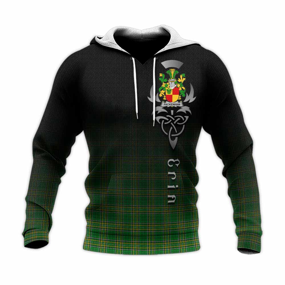 Packenham Irish Clan Knitted Hoodie with Coat of Arms Erin Go Bragh Celtic Inspired Unisex Knitted Pullover Hoodie - Tartan Vibes Clothing