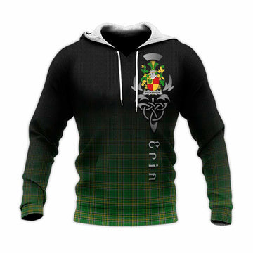 Tartan Vibes Clothing Packenham Irish Clan Knitted Hoodie with Coat of Arms Erin Go Bragh Celtic Inspired