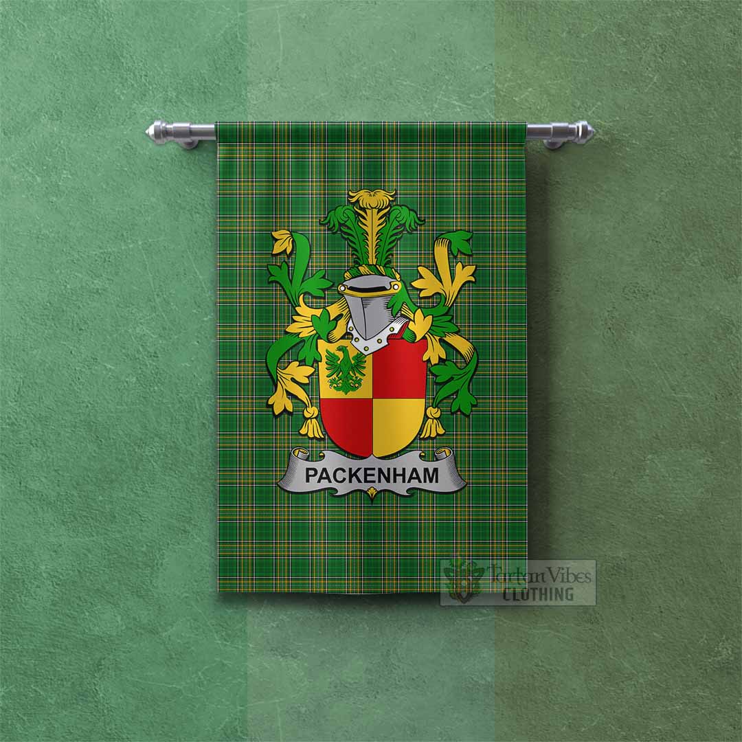 Packenham Irish Clan Tartan Gonfalon, Tartan Banner with Coat of Arms Rectangle - Tartan Vibes Clothing