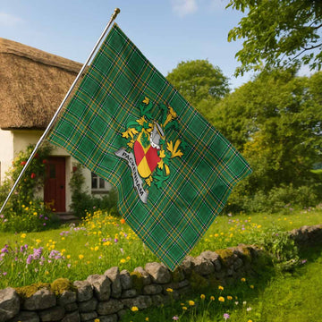Tartan Vibes Clothing Packenham Irish Clan Tartan House Flag with Coat of Arms