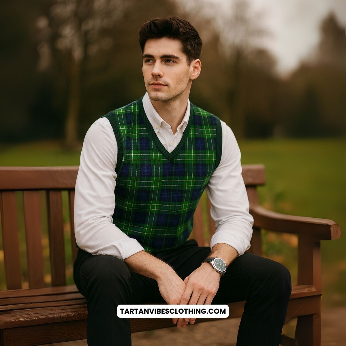 Abercrombie Tartan Knitted V-Neck Vest