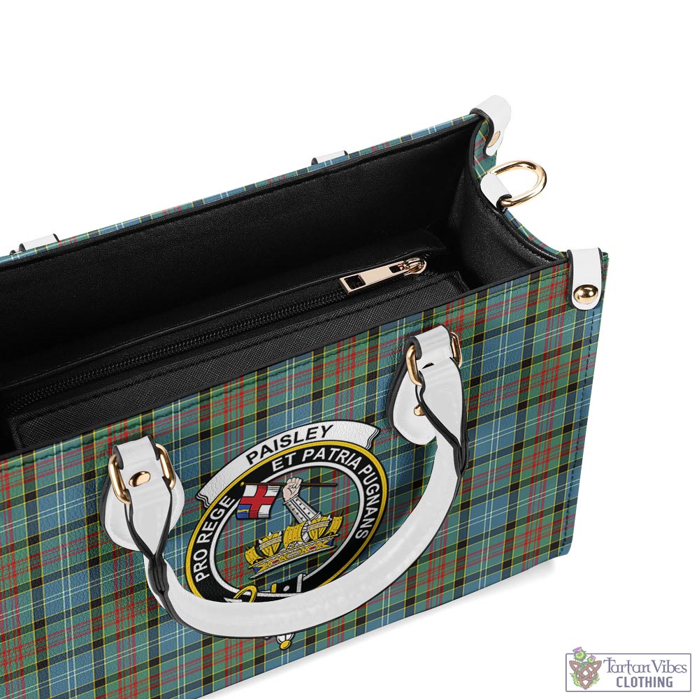 Tartan Vibes Clothing Paisley Tartan Luxury Leather Handbags with Family Crest