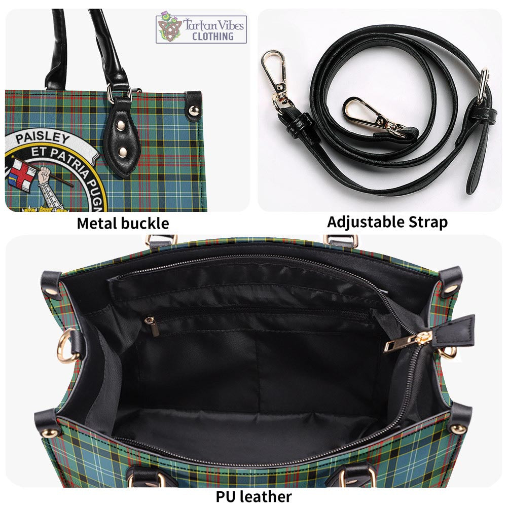 Tartan Vibes Clothing Paisley Tartan Luxury Leather Handbags with Family Crest