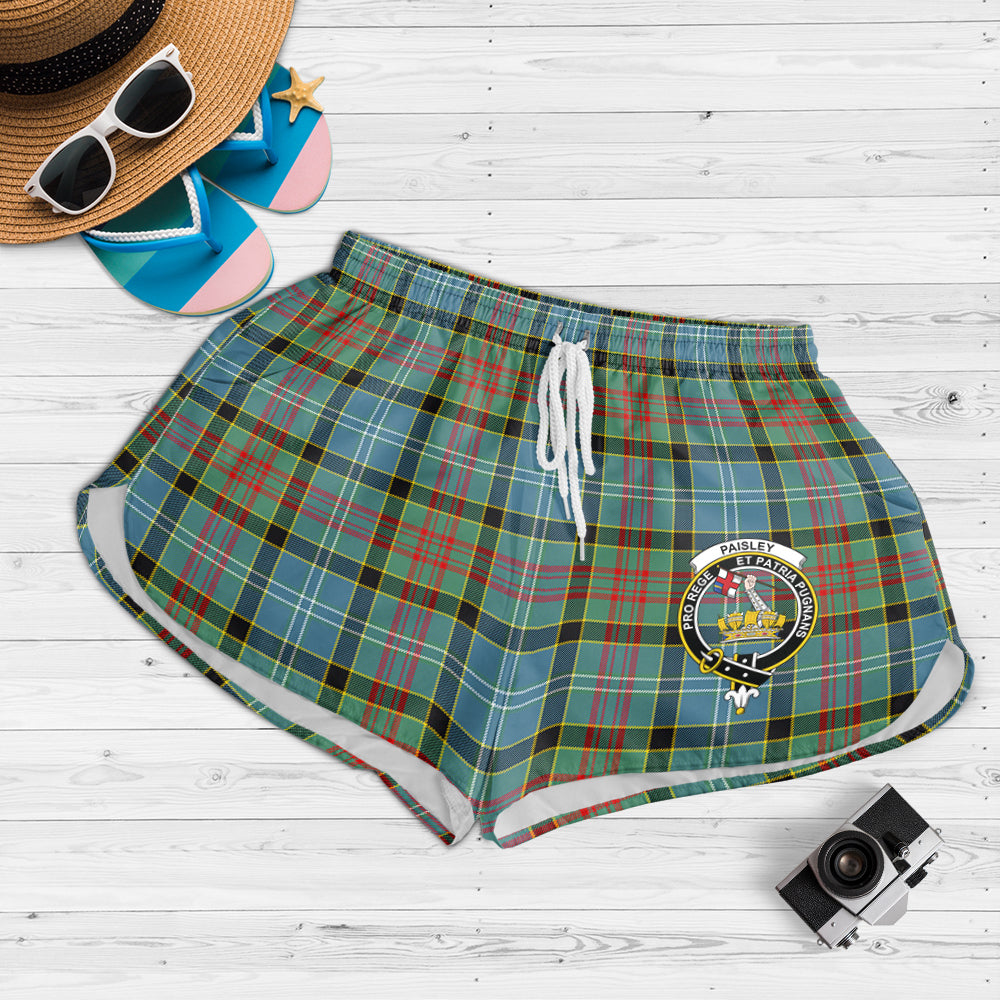 paisley-tartan-womens-shorts-with-family-crest