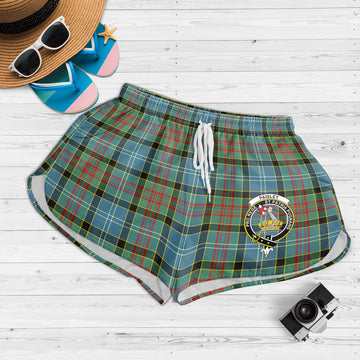 Paisley Tartan Womens Shorts with Family Crest