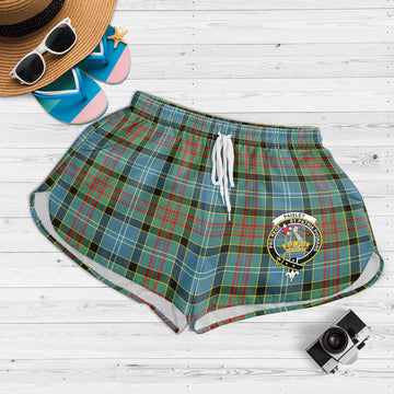 Paisley Tartan Womens Shorts with Family Crest