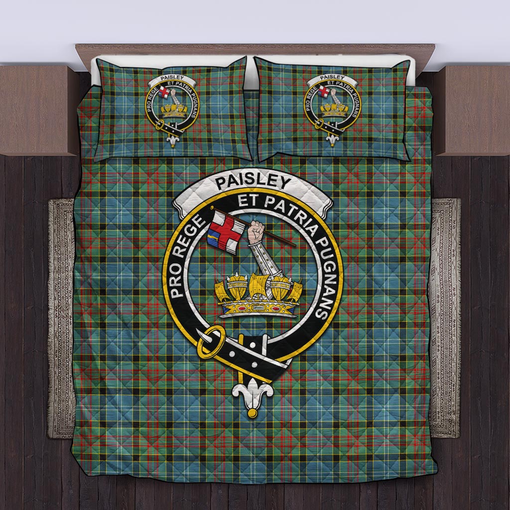 Paisley Tartan Quilt Bed Set with Family Crest Twin - Tartan Vibes Clothing