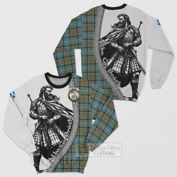 Paisley Tartan Clan Crest Sweatshirt with Highlander Warrior Celtic Style