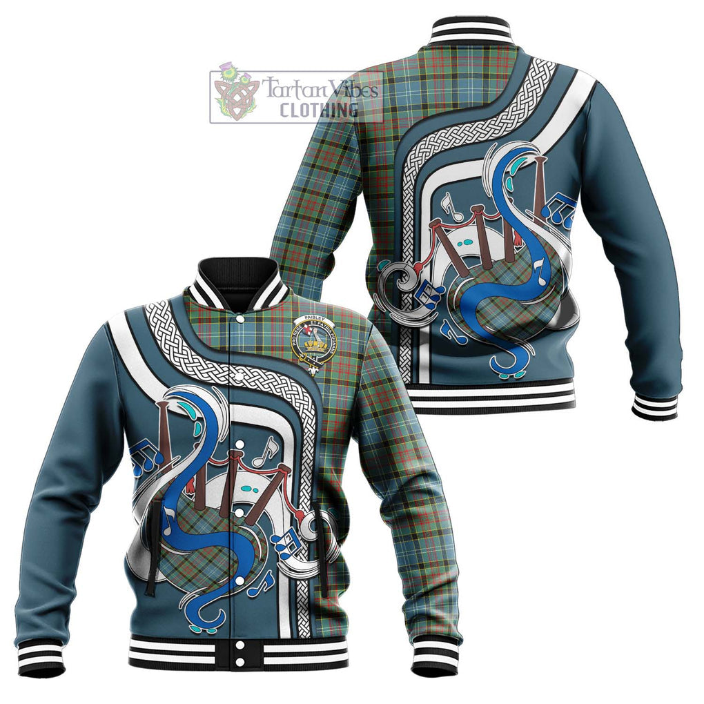 Tartan Vibes Clothing Paisley Tartan Baseball Jacket with Epic Bagpipe Style