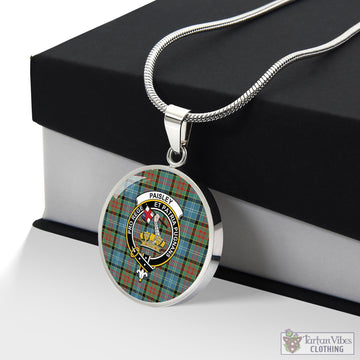 Paisley Tartan Circle Necklace with Family Crest