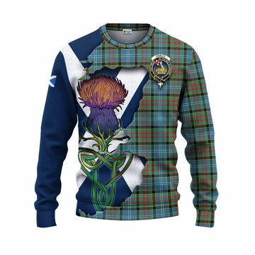 Tartan Vibes Clothing Paisley Tartan Family Crest Knitted Sweater Scottish Thistle Celtic Inspired