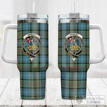 Tartan Vibes Clothing Paisley Tartan and Family Crest Tumbler with Handle