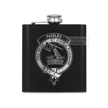Tartan Vibes Clothing Paisley Crest Hip Flask Set 7oz Black Stainless Steel with A Gift Box